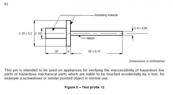 IEC 61032 Rysunek 8 Sonda testowa Trzpień testowy ze stali hartowanej 12 Ф4 mm 0